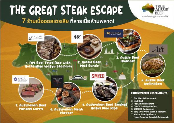 Meat & Livestock Australia จัดแคมเปญเพื่อคนรักเนื้อในเมืองไทย “The Great Steak Escape” ยกขบวน 7 เชฟชั้นนำจาก 7 ร้านอาหารดัง  นำเสนอเมนูเนื้อวัวออสเตรเลียคุณภาพเยี่ยมสู่เหล่านักชิม