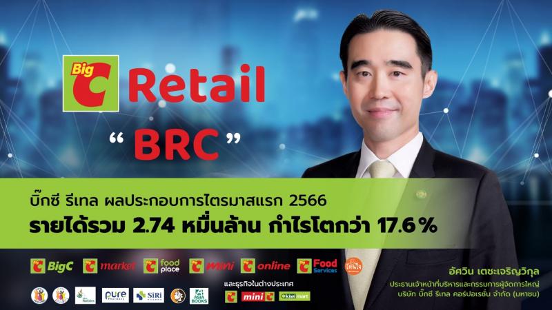 “บิ๊กซี รีเทล (BRC)” โชว์ผลประกอบการแกร่งในไตรมาส 1/2566 รายได้รวมกว่า 27400 ล้านบาท กำไรโตกว่า 17.6% รับเศรษฐกิจและท่องเที่ยวฟื้นตัว 