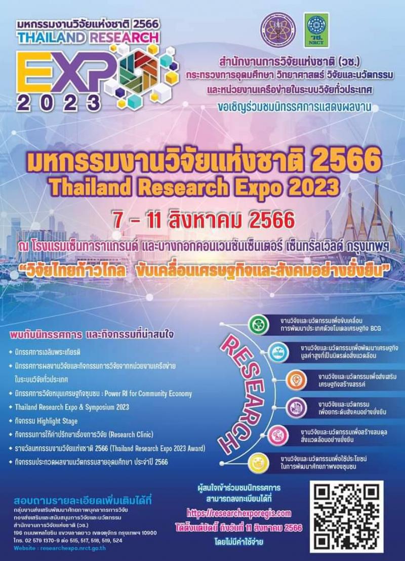 มหกรรมงานวิจัยแห่งชาติ 2566 Thailand Research Expo 2023