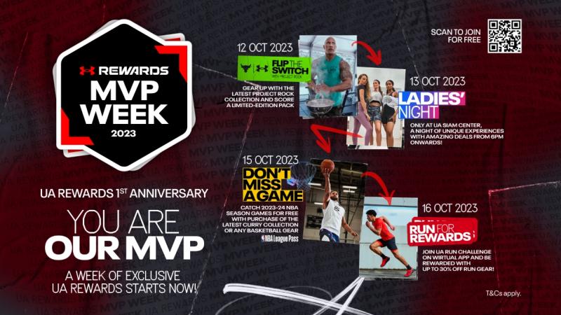 Under Armour จัดแคมเปญ UA Rewards MVP Week ฉลองหนึ่งปี “UA Rewards” ยกทัพโปรฯ สินค้าสุดคุ้ม-กิจกรรมสุดเอ็กซ์คลูซีฟมากมาย ตั้งแต่ 12-22 ต.ค. 66 นี้