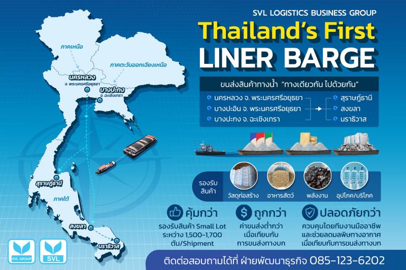 เอสวีแอล โลจิสติกส์ เปิดตัวโครงการ ”LINER BARGE” ปฏิวัติการขนส่งทางน้ำไทย มุ่งลดต้นทุน โลจิสติกส์-รักษาสิ่งแวดล้อม